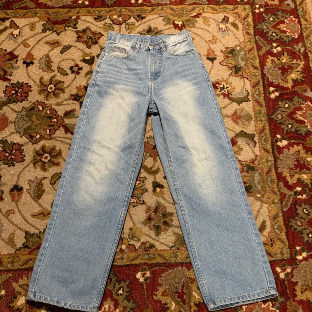 Michael Kors Light Blue Denim Jeans flare wide leg size 00 light blue/ white